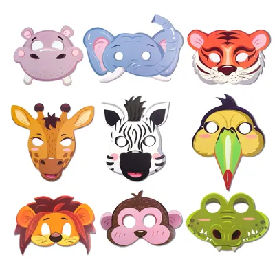 9 шт., маска животного, джунгли, сафари, декор для вечеринки, для взрослых  и детей, маска для косплея, детский душ, сувениры, тема джунглей, товары  для дня рождения | AliExpress