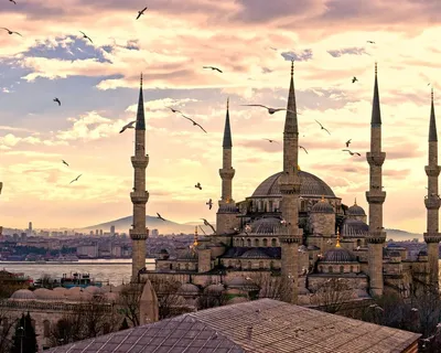 Обои на рабочий стол Мечеть Султан Ахмед в городе Стамбул, Турция, обои для рабочего  стола, скачать обои, обои бесплатно