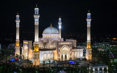 Освещение мечети, г. Шали, Чеченская Республика