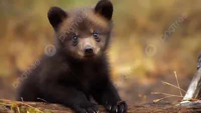 это изображение черный медвежонок на пне, картинка медвежонка, медведь,  детеныш фон картинки и Фото для бесплатной загрузки