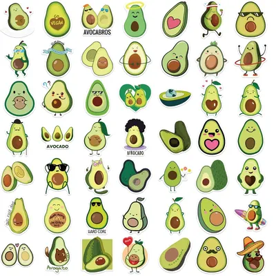 Набор стикеров \"Kawaii Avokado - Милые авокадо\". Стикеры для творчества на  телефон, ноутбук, ежедневник, велик. - купить с доставкой по выгодным ценам  в интернет-магазине OZON (1313231687)