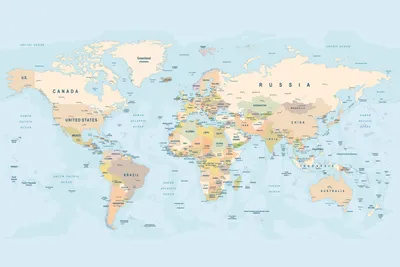 Фотообои Политическая карта мира купить на стену • Эко Обои