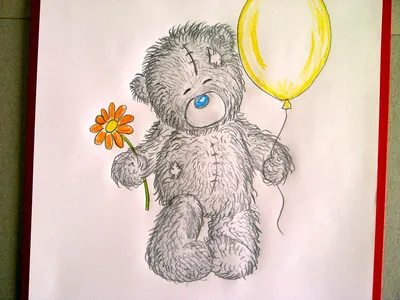 Рисунок ко дню Валентина, Мишка Тедди. Teddy bear drawing. - YouTube