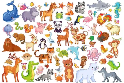 Много милых животных в лесу Векторное изображение ©interactimages 296115828