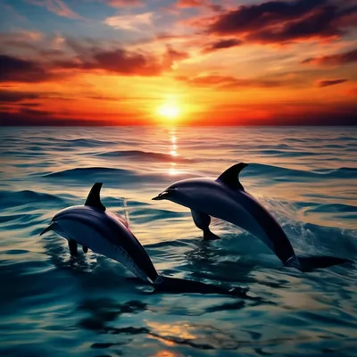Дельфины в море обои | Премиум Фото