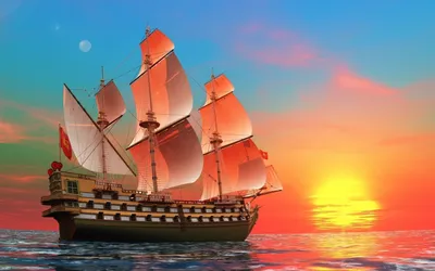 Корабль,море и закат - обои на телефон бесплатно. | Boat, Sailing, Tall  ships