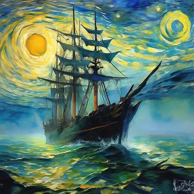 Модульная картина \"Корабль в море ночью\" – купить по низкой цене с  доставкой по России | Интернет-магазин модульных картин Picasso