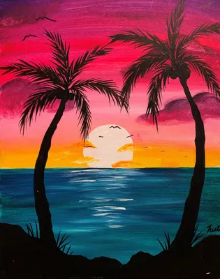 Закат, пальмы, море, sunset | Закаты, Пальмы