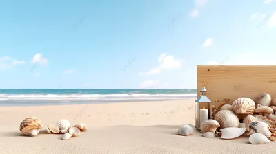 Фрески на стену пляж, лето, песок, aртикул: 4211 ракушки на пляже