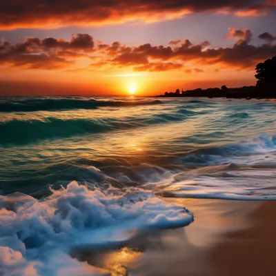 Картинки море пляж закат
