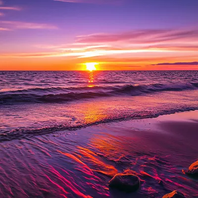 Море,пляж,закат.цвета алый,…» — создано в Шедевруме