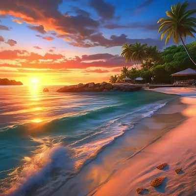 Картинки красивые моря и пляжа на закате (69 фото) » Картинки и статусы про  окружающий мир вокруг