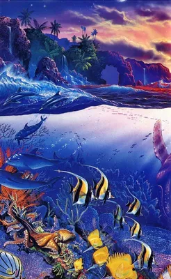 Подводный мир Вдохновение Иллюстрация Витраж | Океан искусство, Морское  искусство, Мир искусства