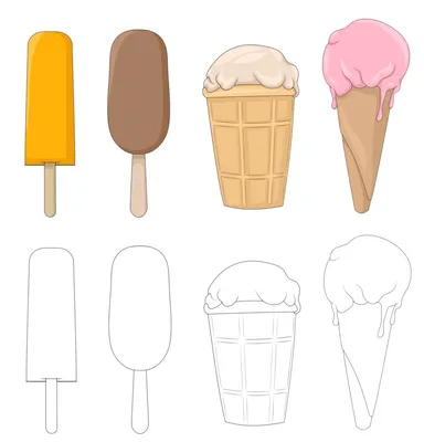 Набор мороженого с рисованной или каракули стиль | Премиум векторы
