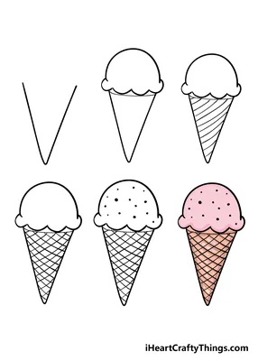 Мороженое в вафельном конусе, холодное Рисунок вектора, значок, рукописный  рисунок Изолировано Иллюстрация вектора - иллюстрации насчитывающей  графики, освежение: 162034987