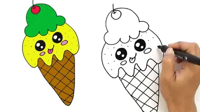 Рисунки мороженое для срисовки легкие и красивые - 59 фото