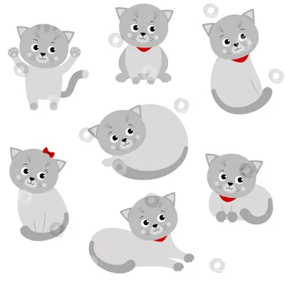 девять забавных мультяшных кошек Иллюстрация вектора - иллюстрации  насчитывающей прелестное, цвет: 231089939