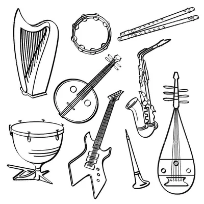 Раскраска музыкальные инструменты. Музыкальные инструменты