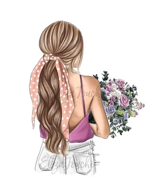 Рисунок девушка с цветами спиной - 68 фото