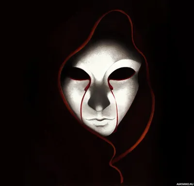 Белая маска с красными полосами, выходящими из глаз — Рисунки на аву
