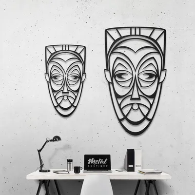 Этническая маска Juju\": геометрическое панно на стену - Metal.boutique