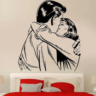 Купить Домашняя съемная наклейка на стену «Поцелуй любовника», обои для  спальни, гостиной, украшения, наклейки на стены | Joom