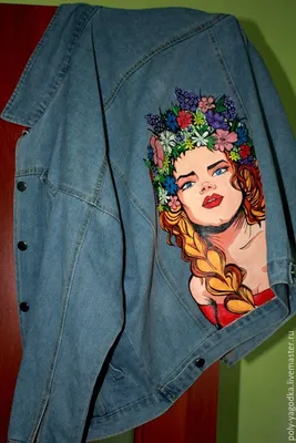 Декорируем джинсовую куртку изображением девушки-славянки в стиле поп-арт:  Мастер-Классы в журнале Ярмарки Мастеров