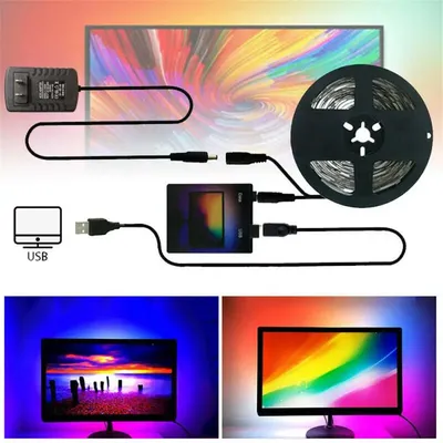 Иммерсивный задний фон для телевизора и ПК, светодиодные ленты RGB для  HDTV, монитора компьютера, цветная синхронизация, умное управление жизнью,  окружающие лампы | AliExpress