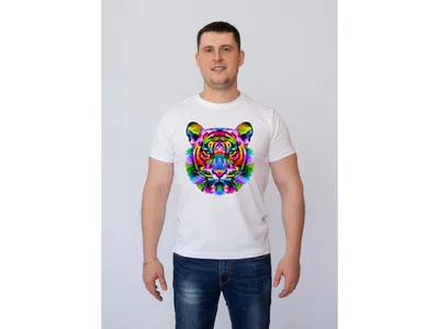 Футболка мужская Радужный Тигр - Купить футболку с принтом на Moyamajka