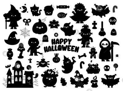 Черно-белые ретро эмблемы хэллоуина | Бесплатно векторы