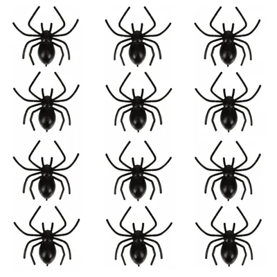 Набор черных пластиковых пауков