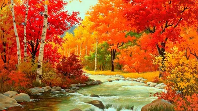 Обои на компьютер осень скачать | Landscape paintings, Autumn landscape,  Pictures to paint