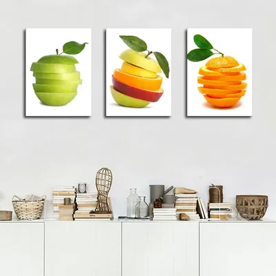 Кухонные картины с фруктами, холст, картины на стену, постер с зелеными  яблоками, оранжевыми фруктами, картины для кухни, столовой, настенный  художественный Декор | AliExpress