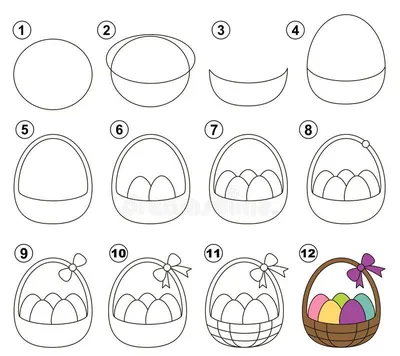 Рисунок на Пасху/Корзинка с пасхальными яйцами/Корзинка с вербой/Drawing  for Easter🎀 | Рисунки для срисовки | Дзен