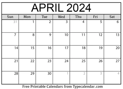 Free Printable April 2024 Calendars - Download