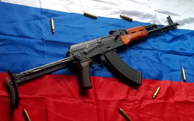 Картинка USSR Flag and AK 47 Kalashnikov rifle для телефона и на рабочий  стол iPhone 11