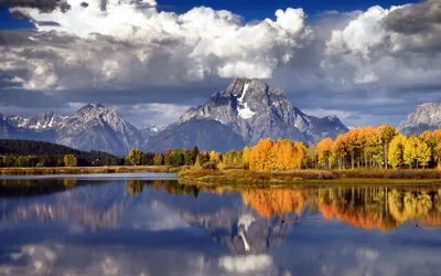 Осень в горах у озера скачать фото обои для рабочего стола
