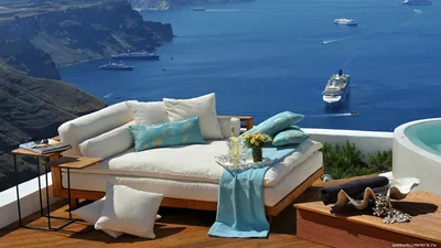 Обои на рабочий стол Остров Санторини в Эгейском море, Греция / Santorini,  Greece, обои для рабочего стола, скачать обои, обои бесплатно
