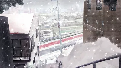 Аниме город | Аниме зима | Аниме снег | Аниме картинки | Аниме арты | Аниме  обои | Аниме фоны | На рабочий стол | На телефон | Аниме