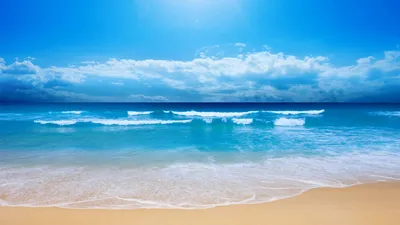 Пляж, волны, песок, море, океан, пена, небо, облака, свет обои для рабочего  стола, картинки, фото, 1920x1080.