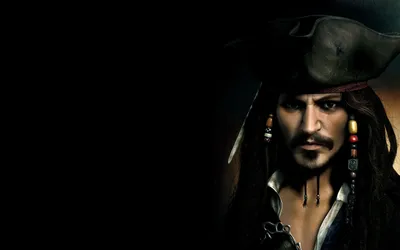 Обои на рабочий стол Джонни Депп / Johnny Depp в роли капитана Джека  Воробья / Captain Jack Sparrow кадр из фильма Пираты Карибского Моря /  Pirates of the Caribbean, обои для рабочего