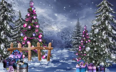 Рождество, снег, новый год, зима, ель, улица, дома обои для рабочего стола,  картинки, фото, 1920x1080.