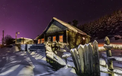 Зимний закат в деревне (56 фото) - 56 фото