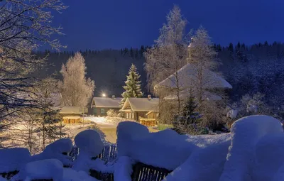 Ночная зимняя деревня (57 фото) - 57 фото