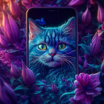 Телефон с изображением кота, на котором написано «кошка». | Премиум Фото