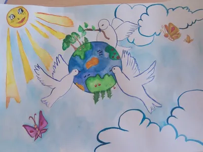Детские рисунки про мир на земле - 60 фото