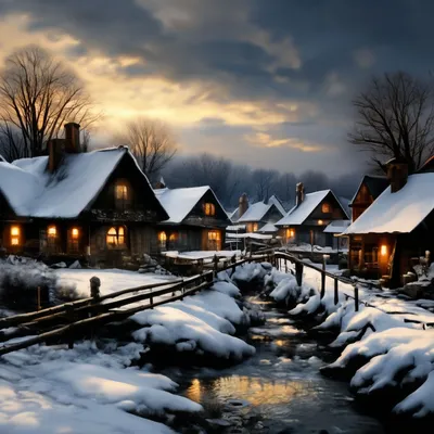 Картинки на тему зима в деревне