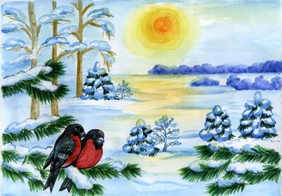 Рисунок на тему зима - 32 фото