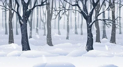 Детские рисунки зимний лес - 62 фото