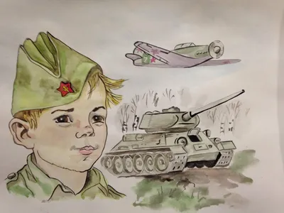 Детские рисунки на военную тематику - 93 фото